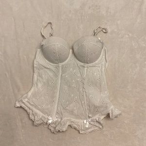 La Senza white eyelet push-up bustier corset top Size M
